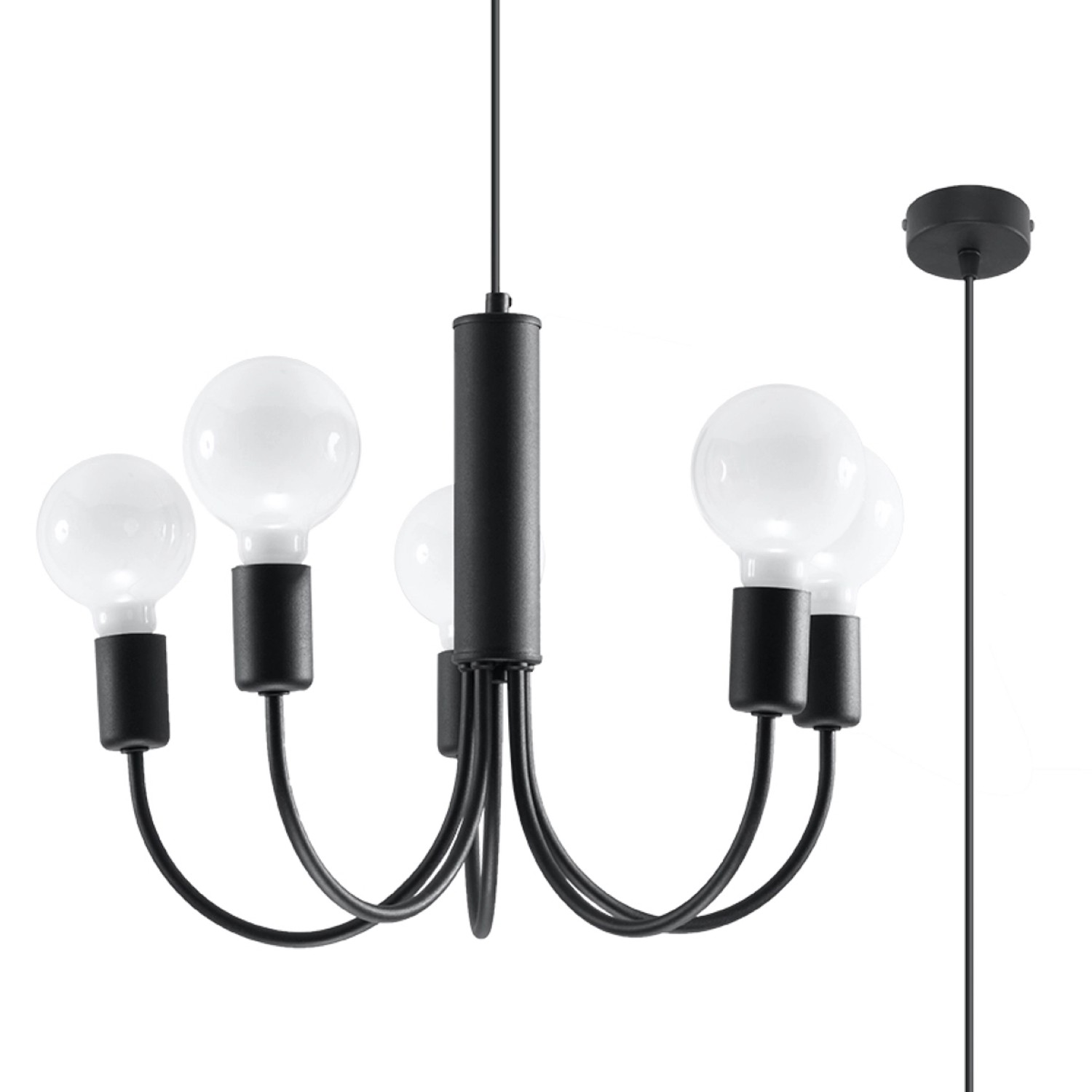 Sollux Lighting Kronleuchter Piccolo5 Schwarz günstig online kaufen