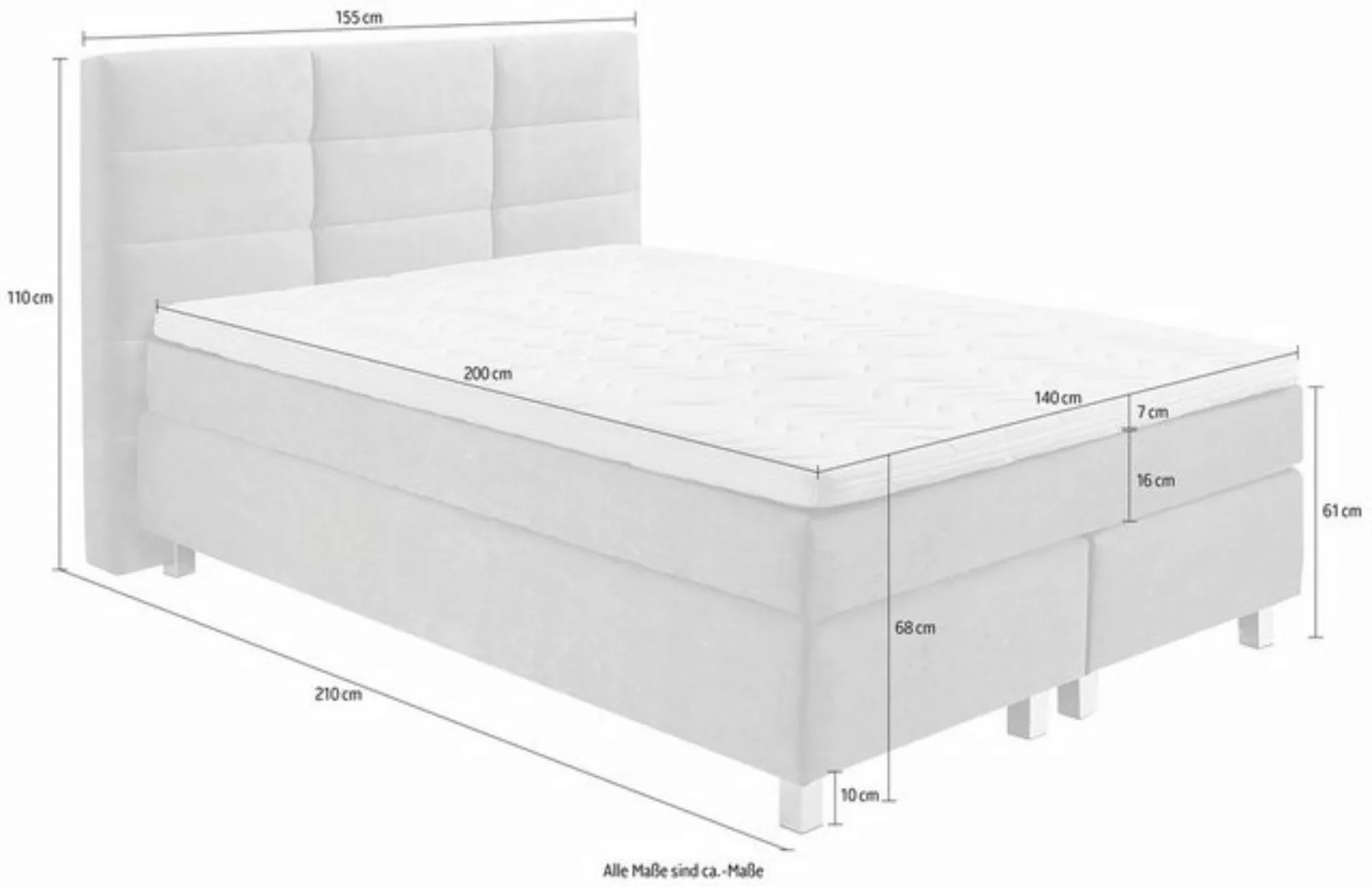 Westfalia Schlafkomfort Boxspringbett, wahlweise mit Kaltschaum-Topper und günstig online kaufen