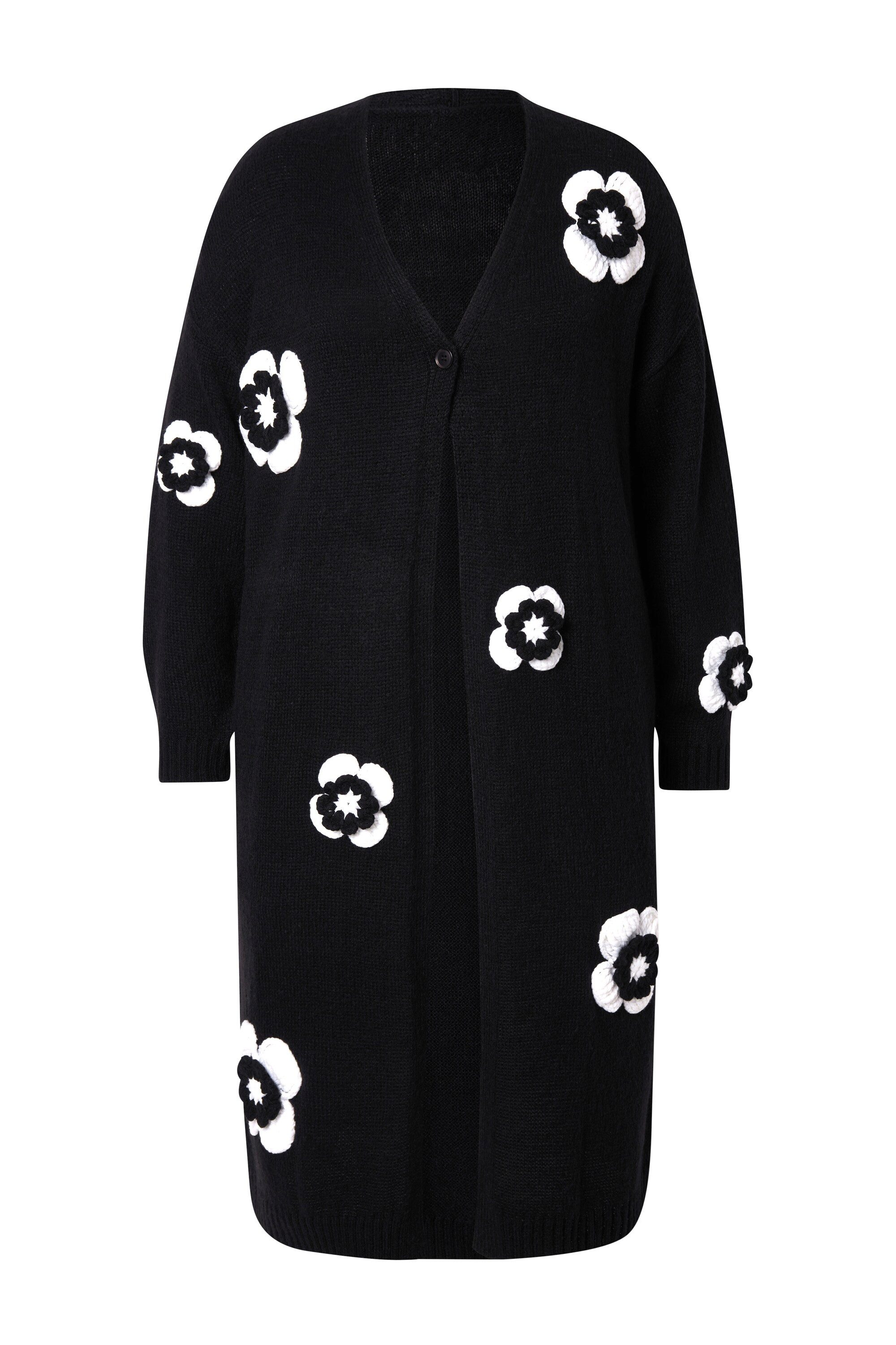 MIAMODA Strickjacke Strickjacke Straight Fit Blüten-Streifen günstig online kaufen