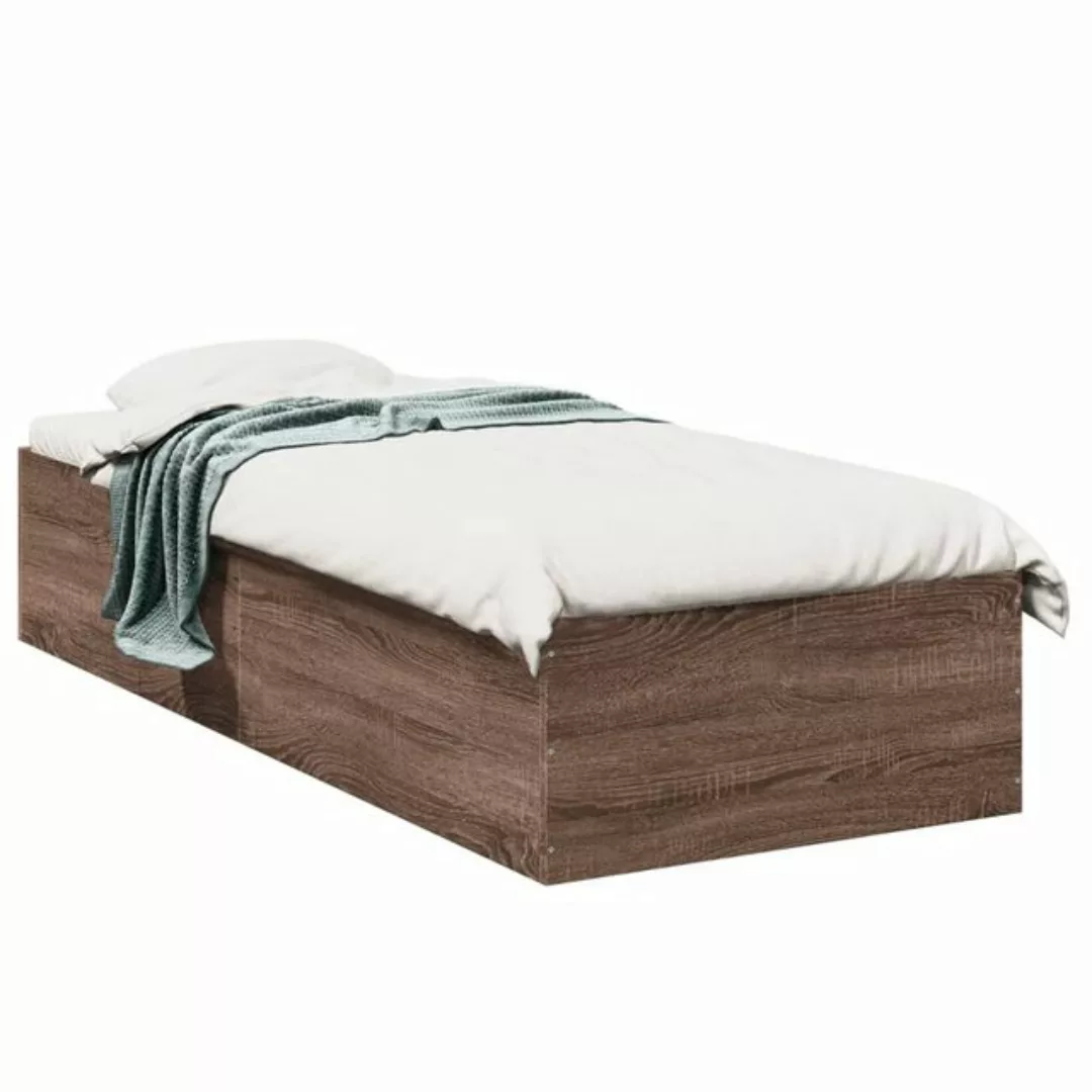 vidaXL Bett Bettgestell Braun Eichen-Optik 90x190 cm Holzwerkstoff günstig online kaufen