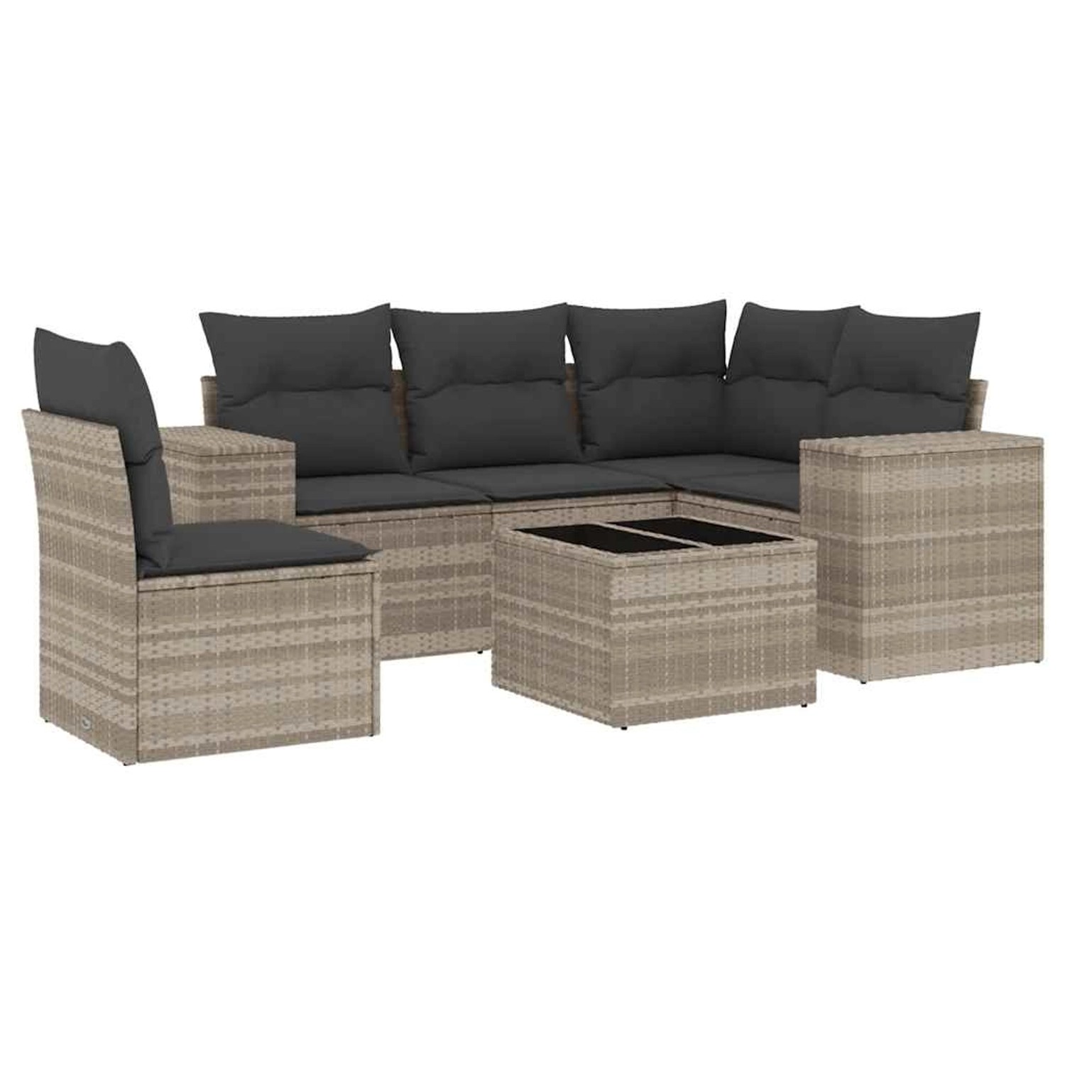 vidaXL 6-Tlg Garten-Sofagarnitur mit Kissen Hellgrau Poly Rattan 3222581 günstig online kaufen