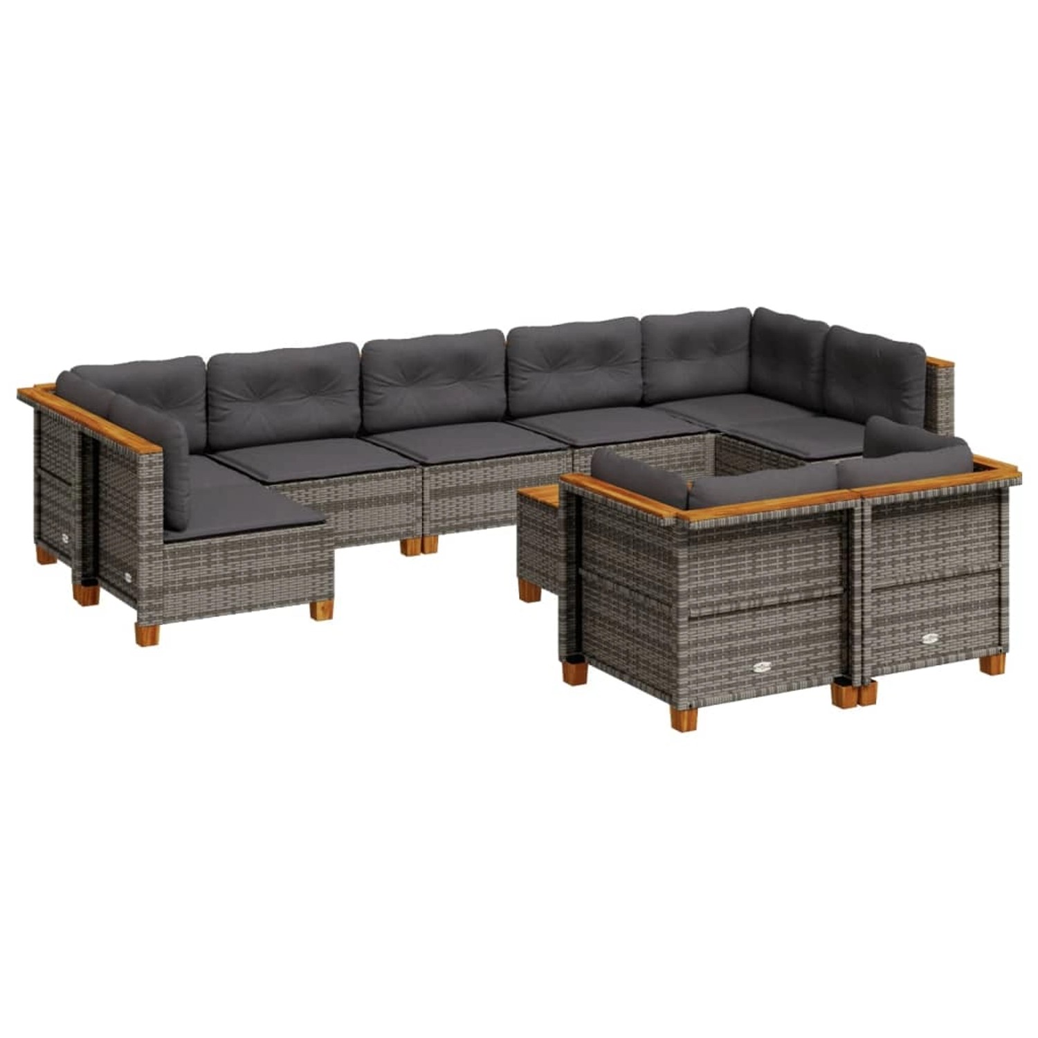 vidaXL 10-Tlg Garten-Sofagarnitur mit Kissen Grau Poly Rattan 3261996 günstig online kaufen