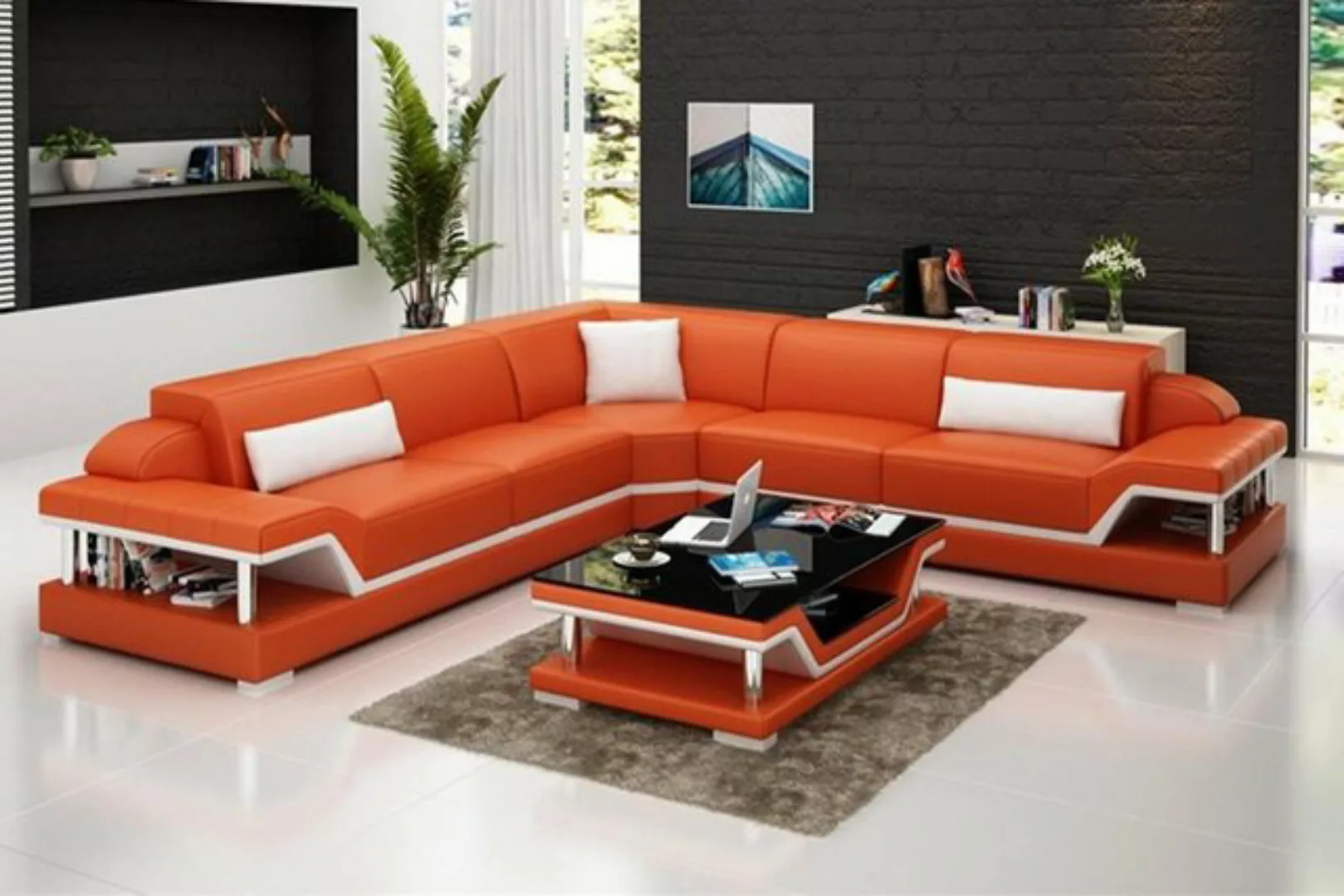 JVmoebel Ecksofa, L Form Leder Wohnlandschaft Couch Polster Sitz Ecksofa So günstig online kaufen