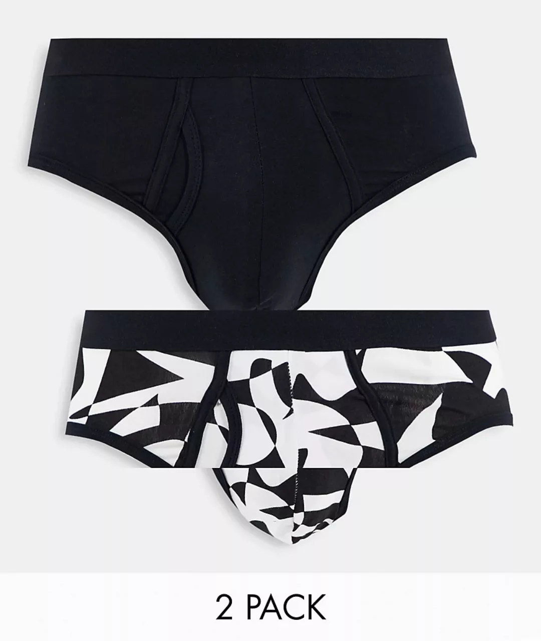 ASOS DESIGN – Slips mit geometrischem, abstraktem Muster im 2er-Pack-Mehrfa günstig online kaufen