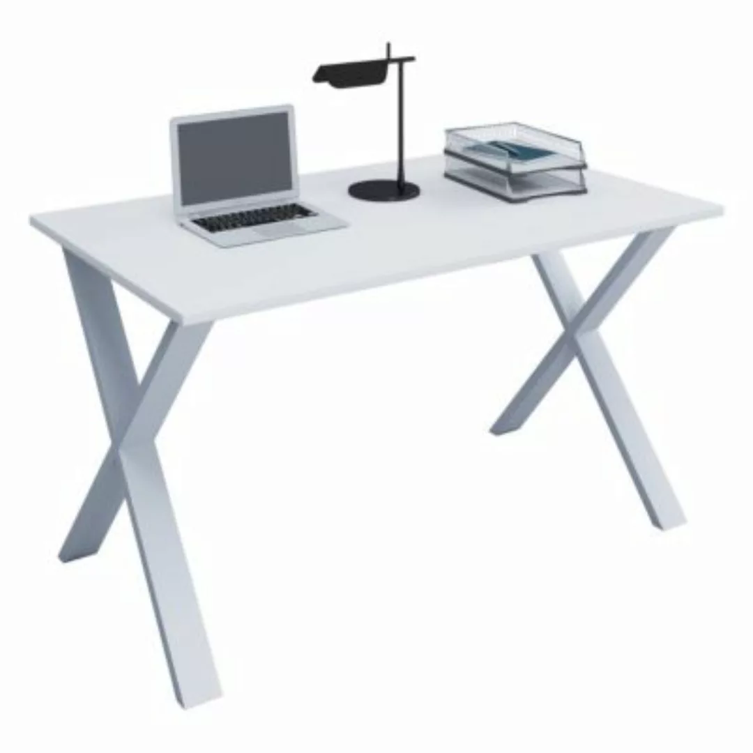 Schreibtisch VCM Lona 140x50 X-Fußgestell - Kern-Nussbaum/Silber günstig online kaufen