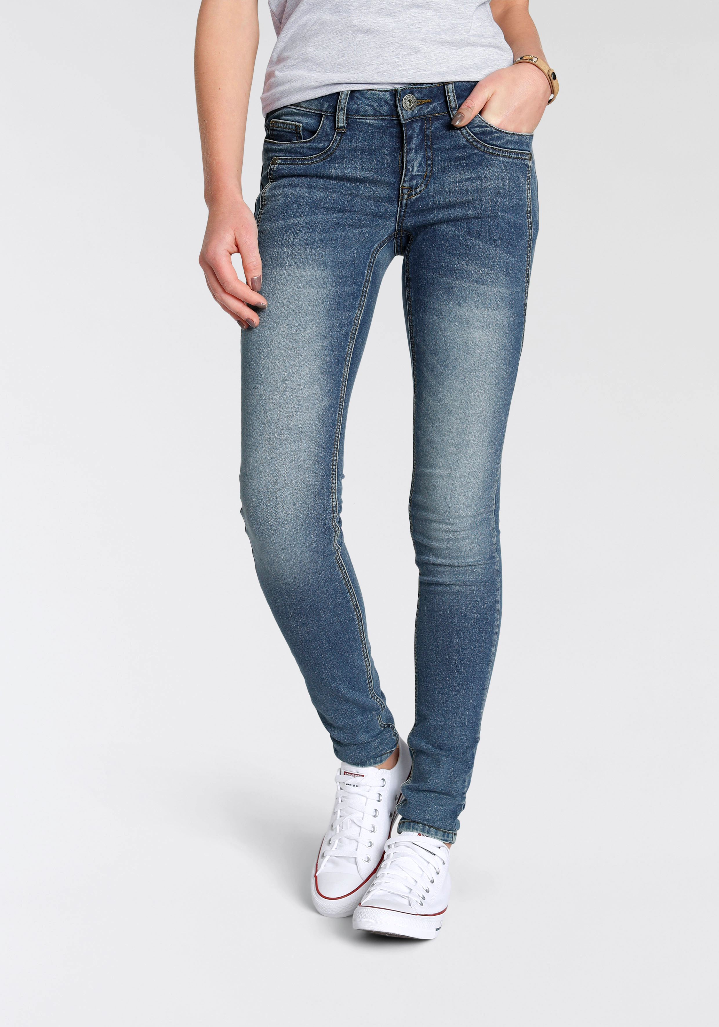 Arizona Skinny-fit-Jeans "mit Keileinsätzen", Low Waist günstig online kaufen