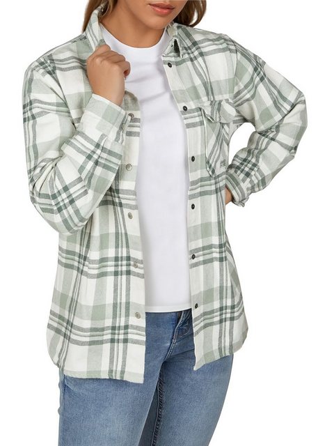 DENIMFY Flanellhemd Damen kariert Baumwolle warm dickes Material Hemdjacke günstig online kaufen