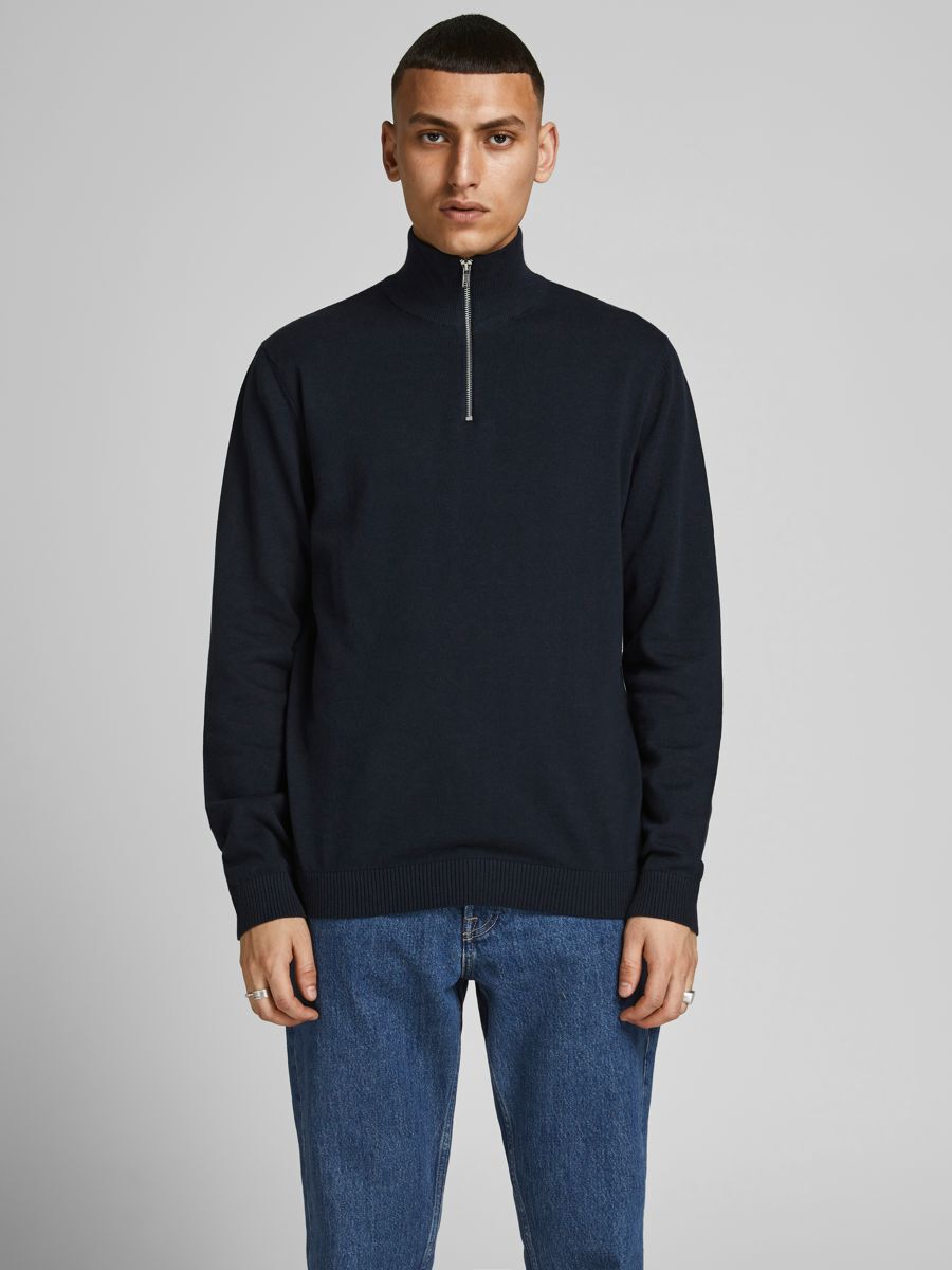 Jack & Jones Basic Halber Reißverschluss Sweater 2XL Dark Grey Melange günstig online kaufen