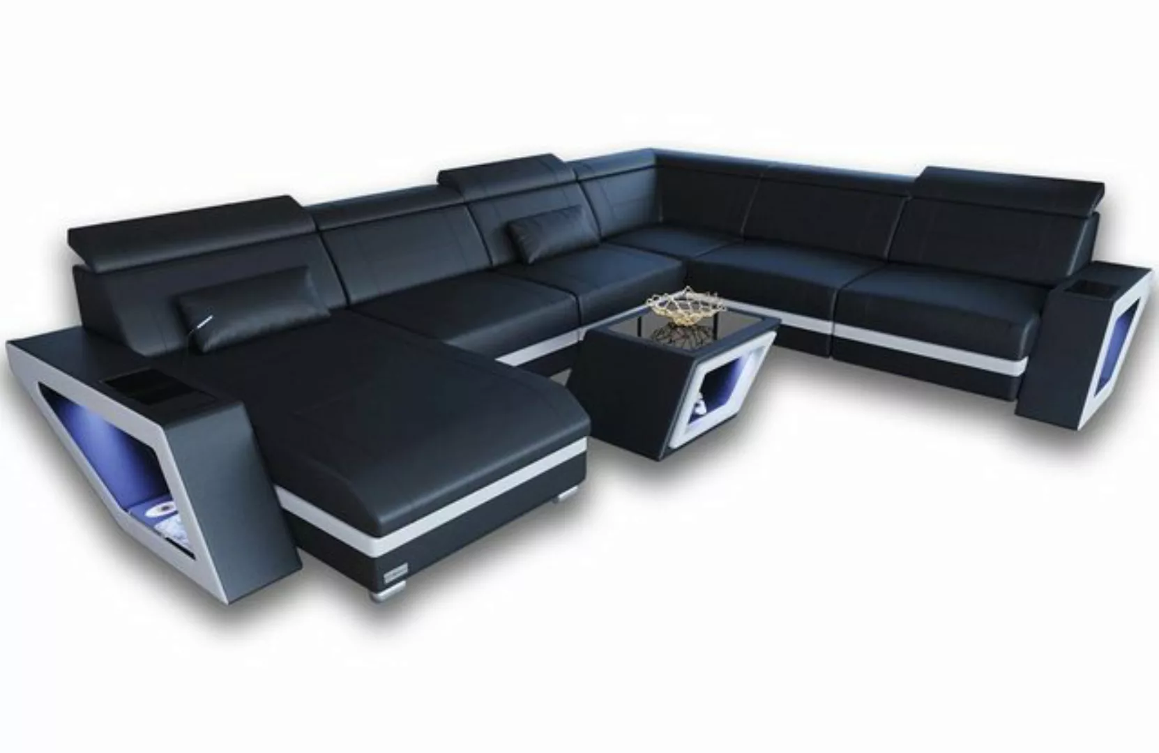 Sofa Dreams Wohnlandschaft Leder Sofa Couch Catania XXL U Form Ledersofa, m günstig online kaufen