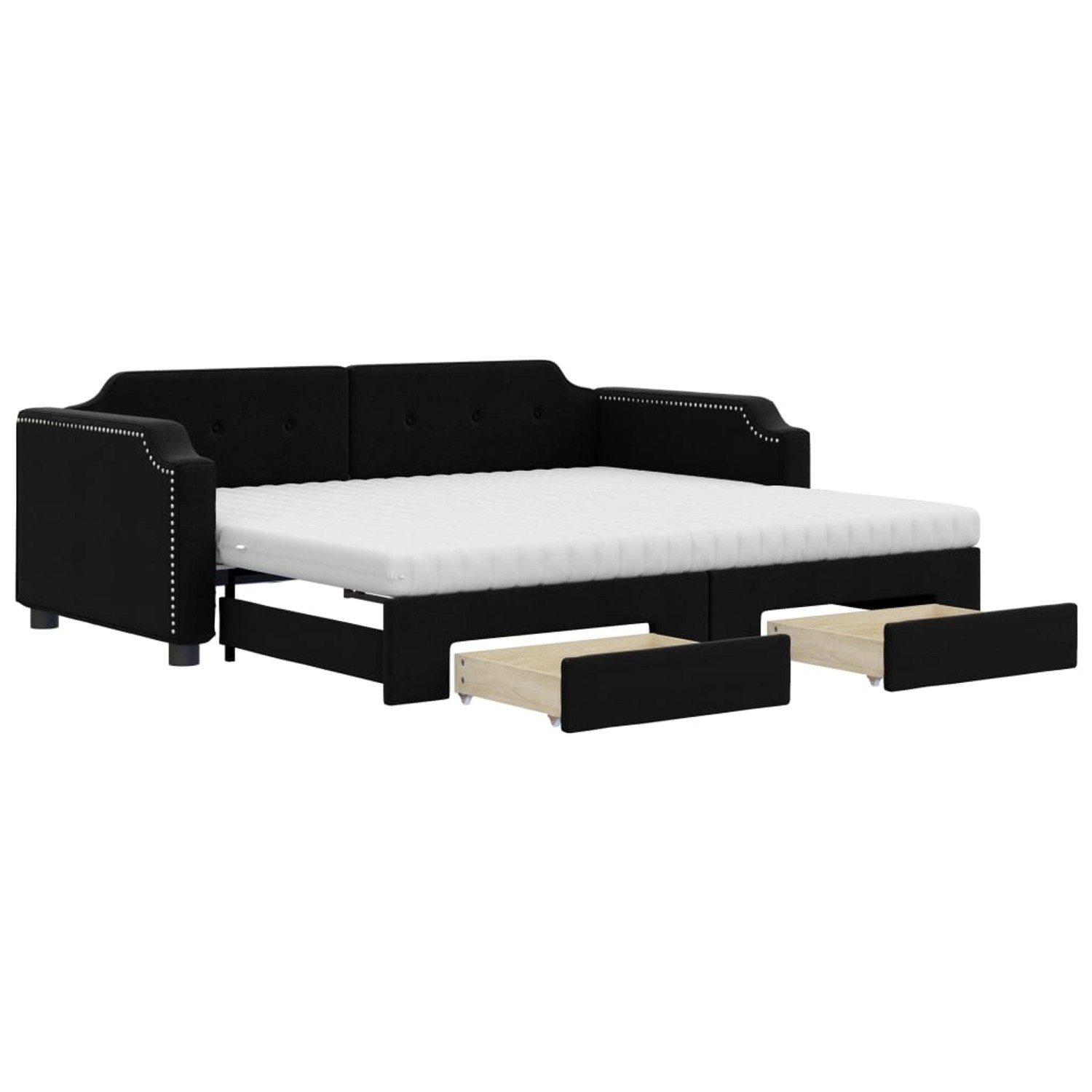 vidaXL Tagesbett Ausziehbar mit Schubladen Schwarz 100x200 cm Stoff1883348 günstig online kaufen