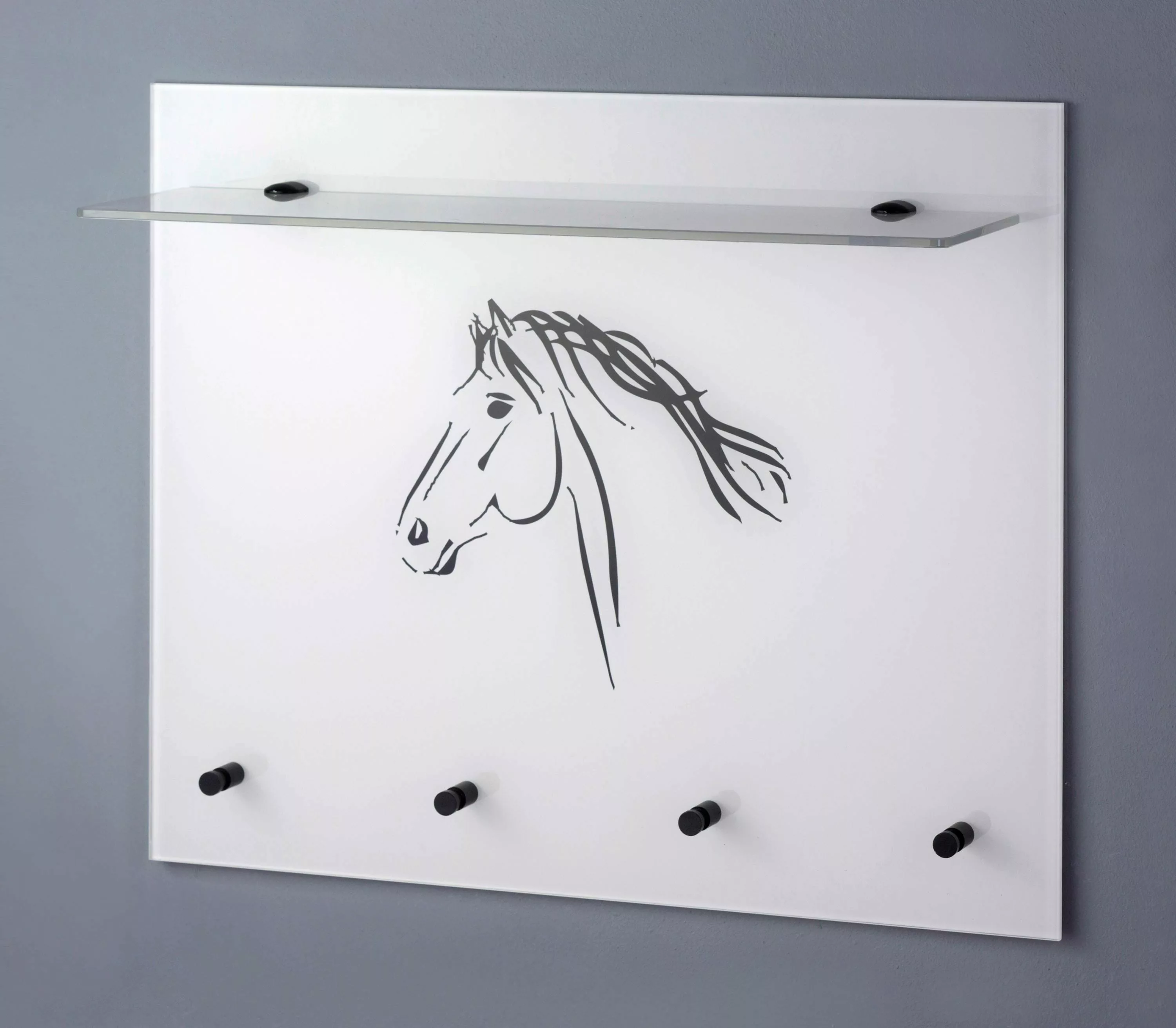 GGG MÖBEL Garderobenpaneel "Pferd", aus Glas mit Ablage günstig online kaufen