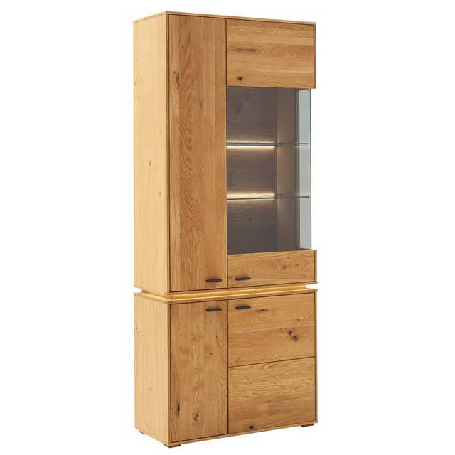 expendio Vitrine Cira 4-2 Wildeiche massiv, durchgehende Lamelle, 83x202x38 günstig online kaufen