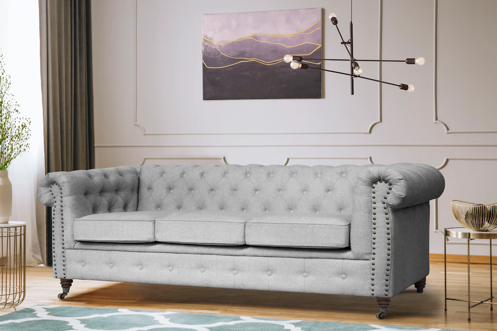 Home affaire Chesterfield-Sofa "Aarburg", aufwändige Knopfheftung und Ziern günstig online kaufen