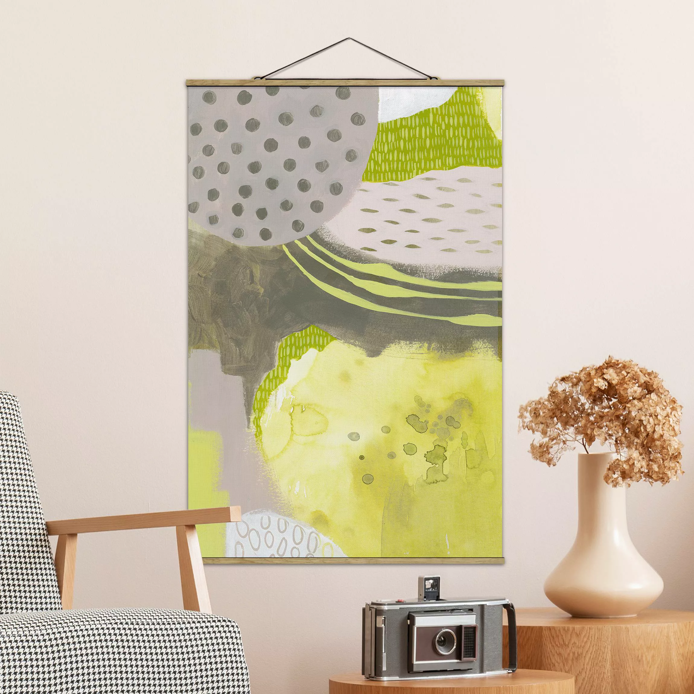 Stoffbild Abstrakt mit Posterleisten - Hochformat Sonnenflecken II günstig online kaufen