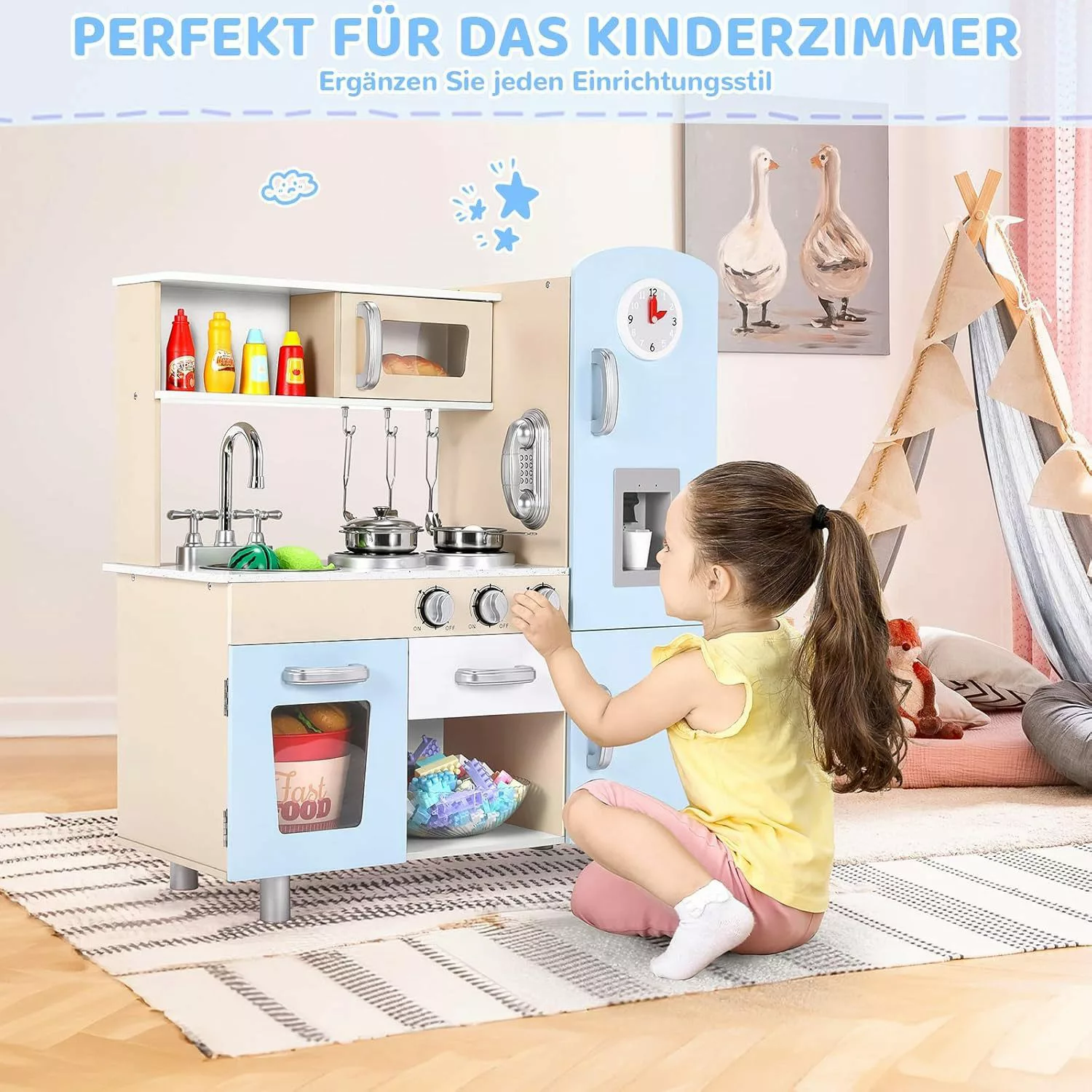 TLGREEN Spielküche Kinderküche XXL-Holzküche mit Sound günstig online kaufen
