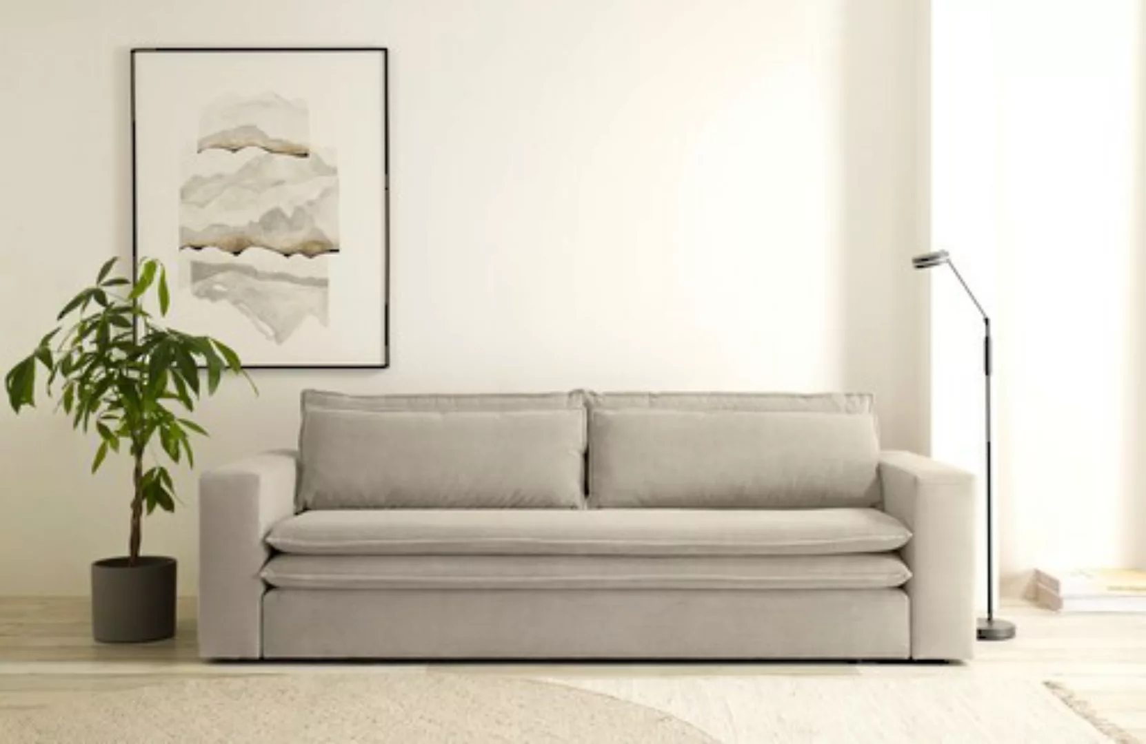 Places of Style 3-Sitzer »PIAGGE«, Cord-Bezug - mit Bettfunktion und Bettka günstig online kaufen