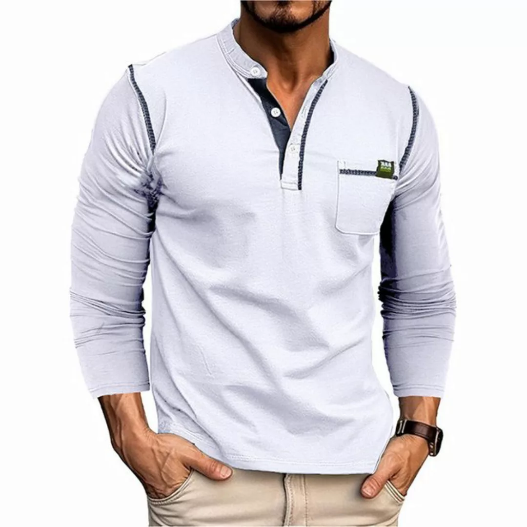 Zoclack Langarmbluse Herren Henley Shirt Herbst Casual Langarmshirt mit Kno günstig online kaufen