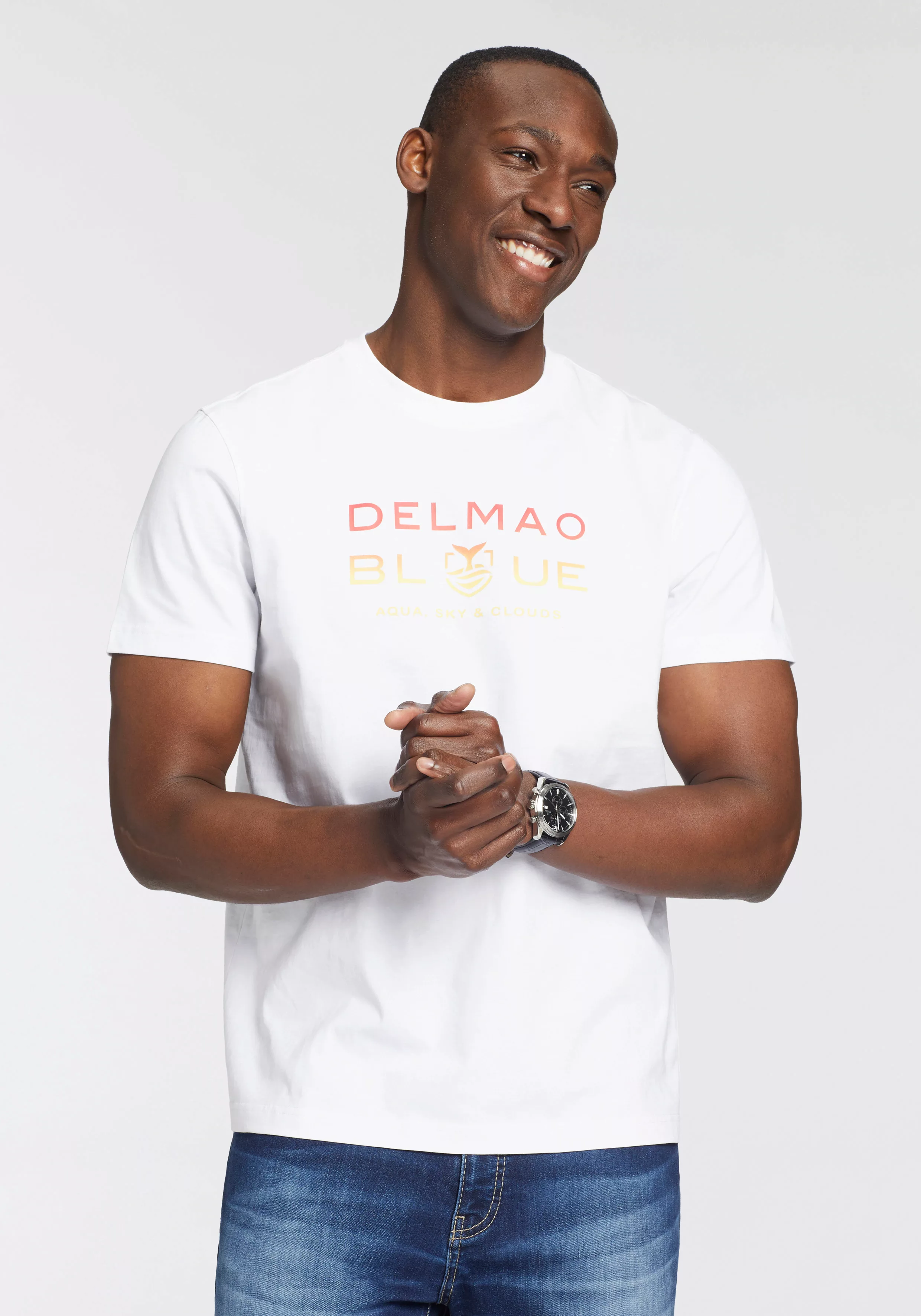 DELMAO T-Shirt, Kurzarm, bedruckt, Rundhals, aus 100% Baumwolle günstig online kaufen