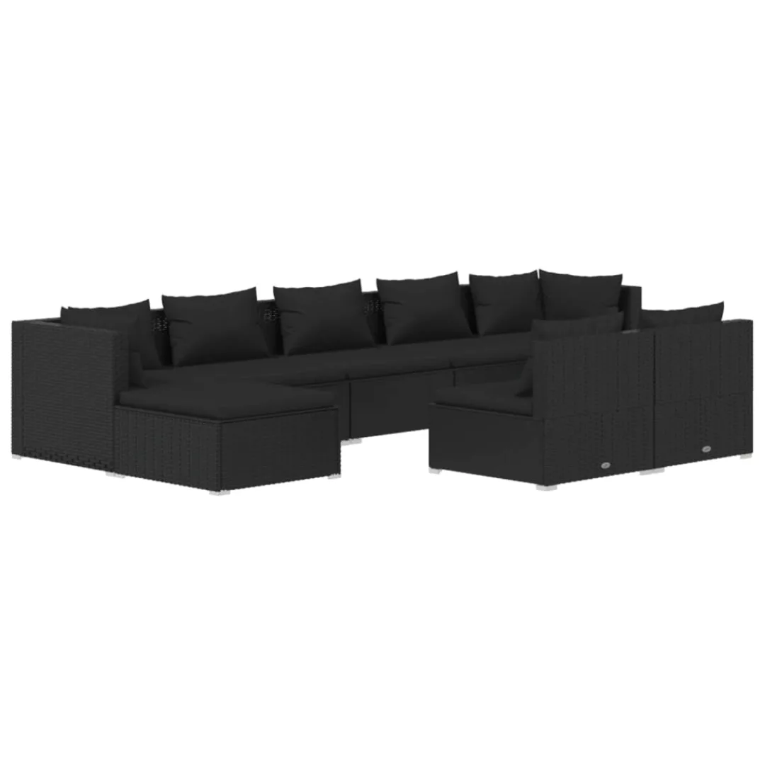 Vidaxl 9-tlg. Garten-lounge-set Mit Kissen Schwarz Poly Rattan günstig online kaufen