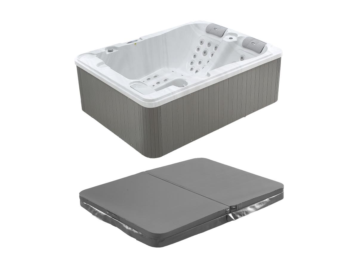 Whirlpool 3 Plätze mit Abdeckung - Perlweiß - 65 Düsen - 210 x 158 x 73 cm günstig online kaufen