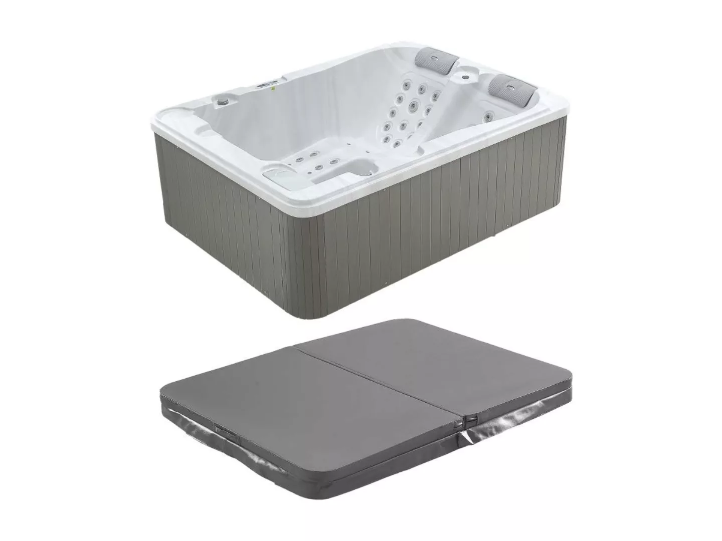 Whirlpool 3 Plätze mit Abdeckung - Perlweiß - 65 Düsen - 210 x 158 x 73 cm günstig online kaufen