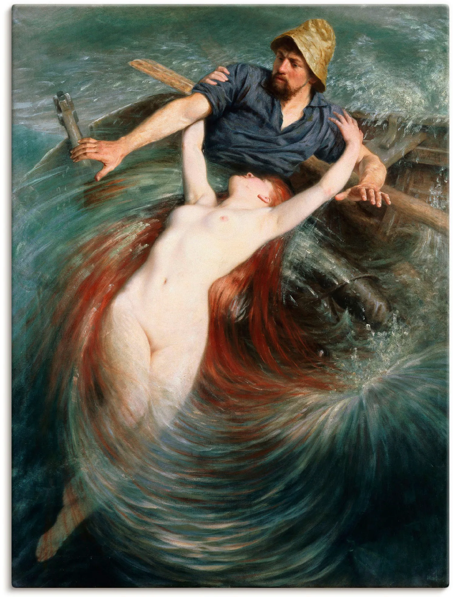 Artland Wandbild »Ein Fischer in den Fängen einer Sirene.«, klassische Fant günstig online kaufen