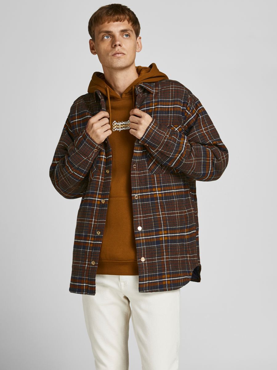 Jack & Jones James Quilted Overshirt Jacke M Desert Palm / Checks Relaxed günstig online kaufen