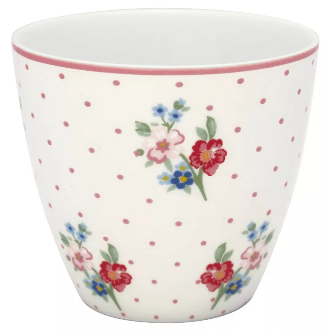 Greengate Latte Cup Henrietta White Tasse Steingut Weiß günstig online kaufen
