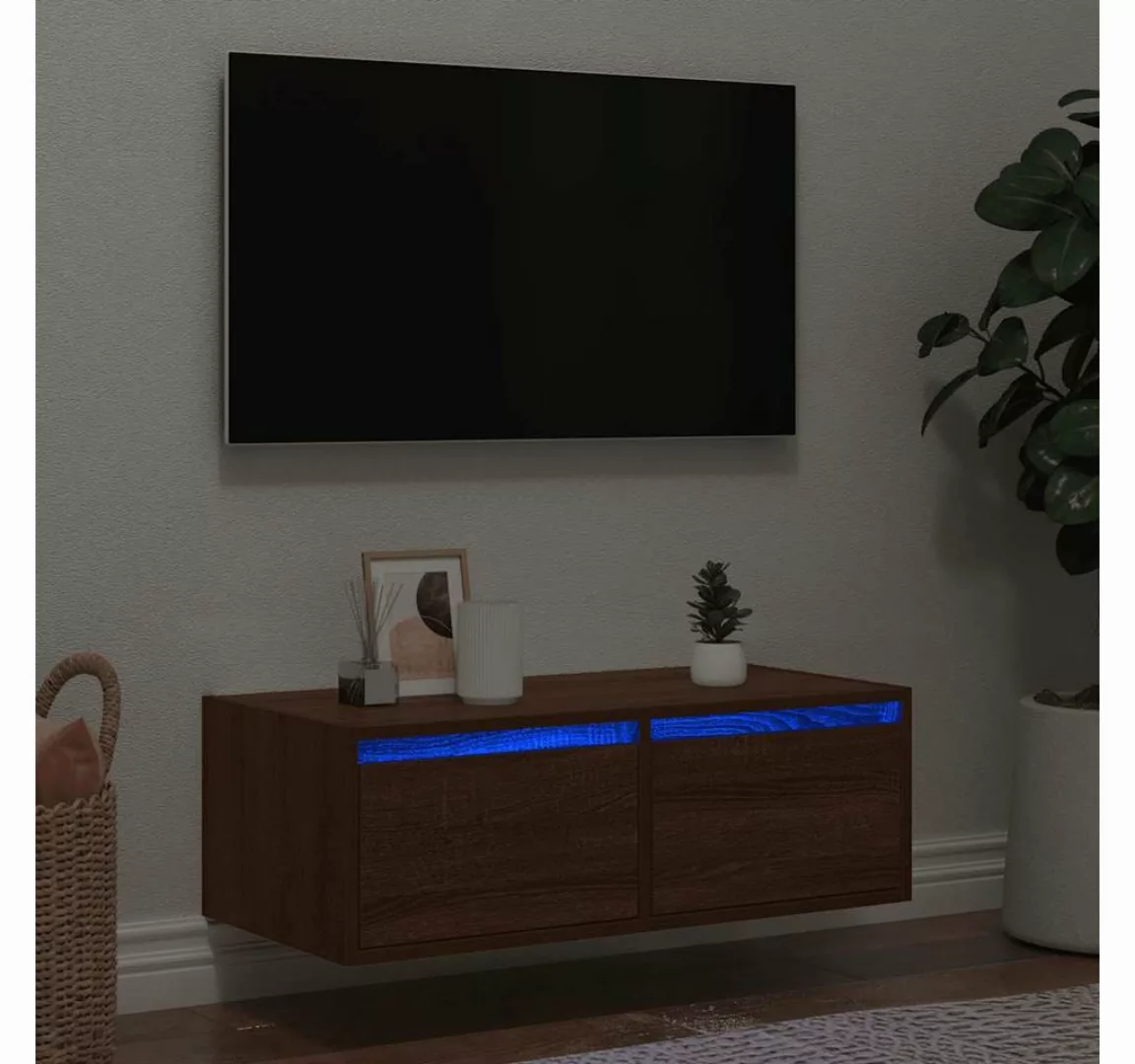 vidaXL Schrankmodule TV-Schrank mit LED-Leuchten Braun Eichen-Optik 75x35,5 günstig online kaufen