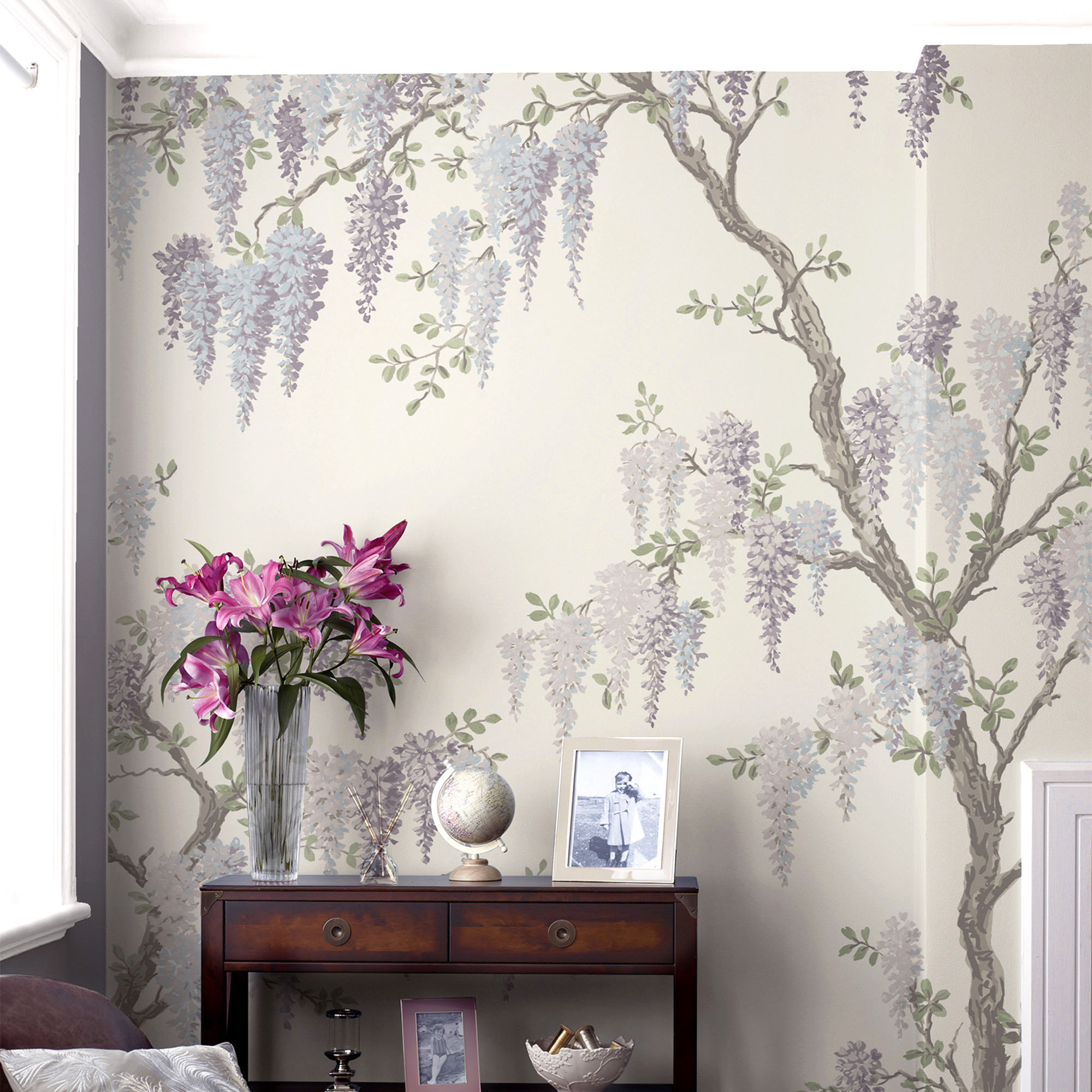 Laura Ashley Vliesfototapete Wisteria Garden 280 x 300 cm günstig online kaufen