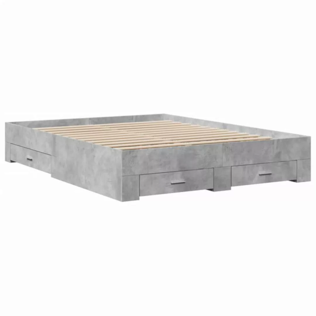 vidaXL Bett Bettgestell mit Schubladen Betongrau 140x200 cm Holzwerkstoff günstig online kaufen