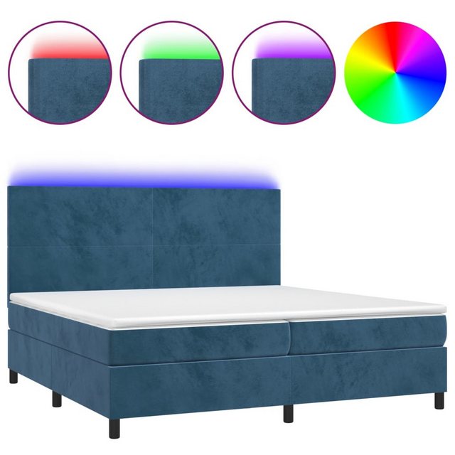 vidaXL Boxspringbett Boxspringbett mit Matratze & LED Samt (200 x 200 cm, B günstig online kaufen