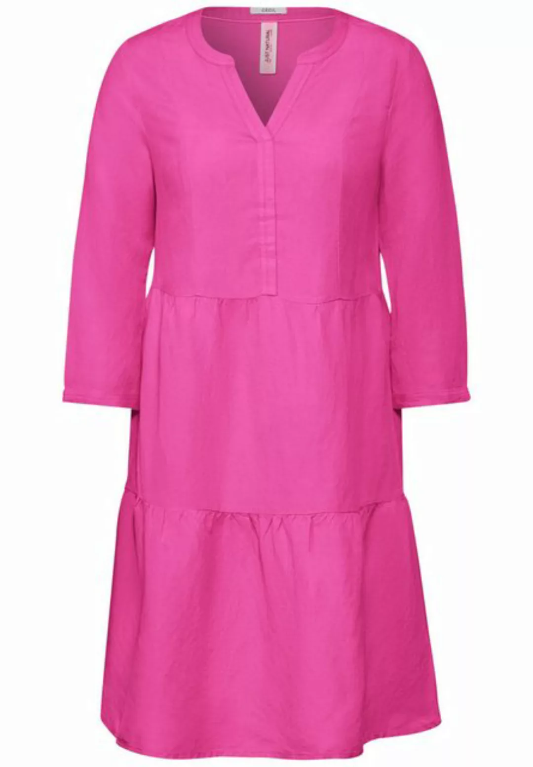 Leinenmix Kleid mit Volants günstig online kaufen