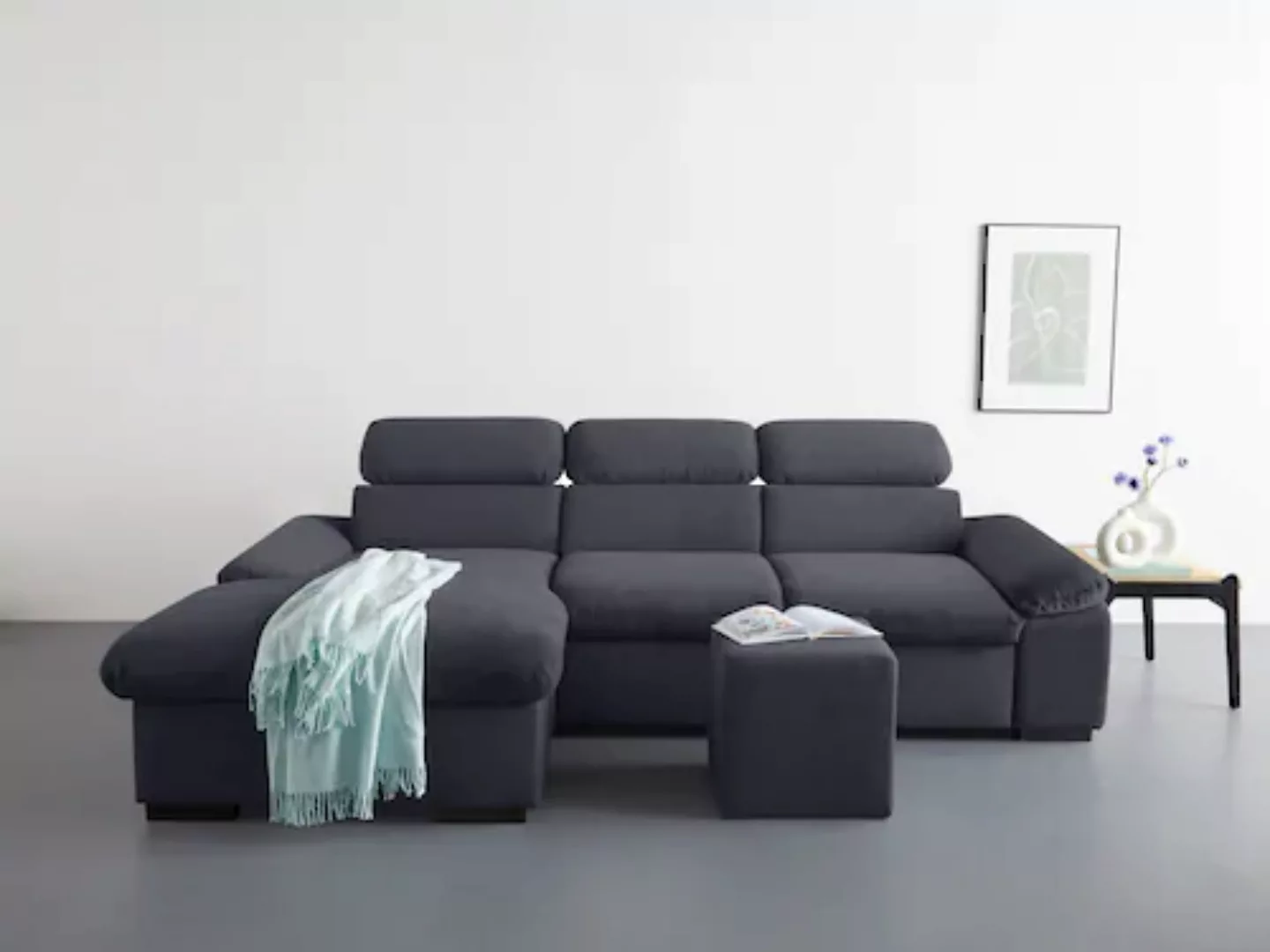 COTTA Ecksofa »Lola L-Form«, (Set, mit Hocker), mit Hocker & Kopfteilfunkti günstig online kaufen