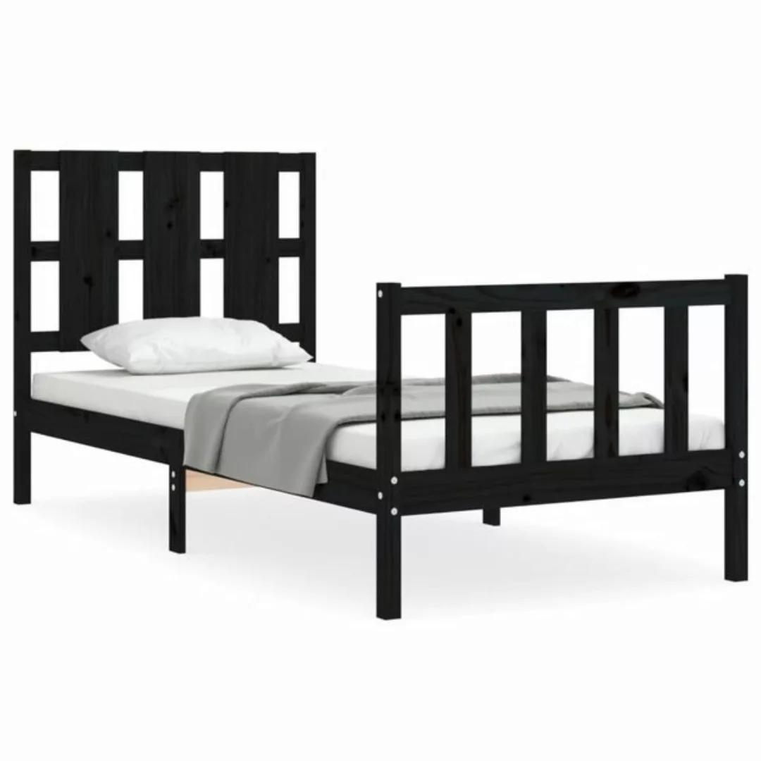 furnicato Bett Massivholzbett mit Kopfteil Schwarz 90x200 cm günstig online kaufen