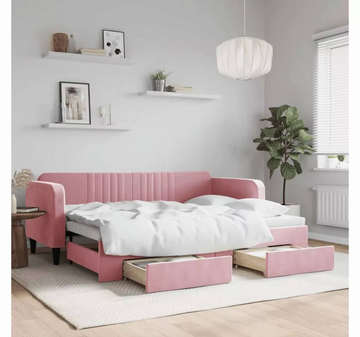 vidaXL Gästebett Gästebett Tagesbett Ausziehbar mit Schubladen Rosa 80x200 günstig online kaufen