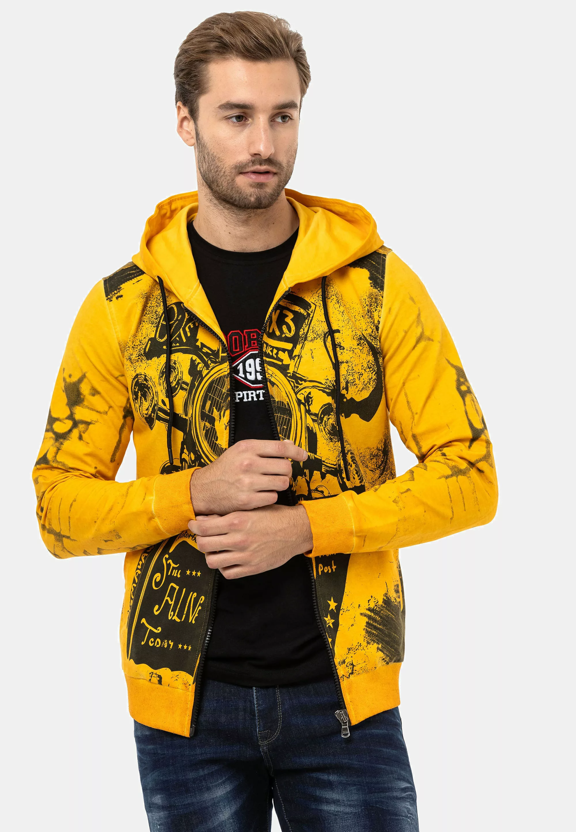 Cipo & Baxx Sweatjacke, mit angesagtem Artwork-Print günstig online kaufen