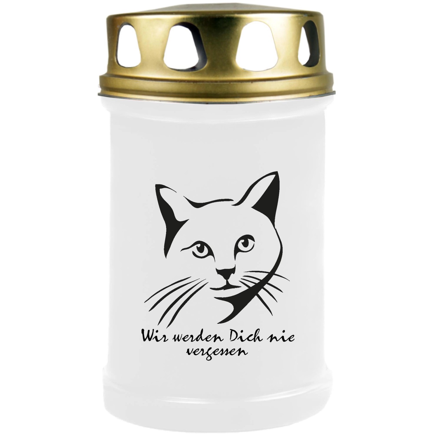 HS Candle Grabkerze Weiß 48h Deckel Gold Katze 3 günstig online kaufen