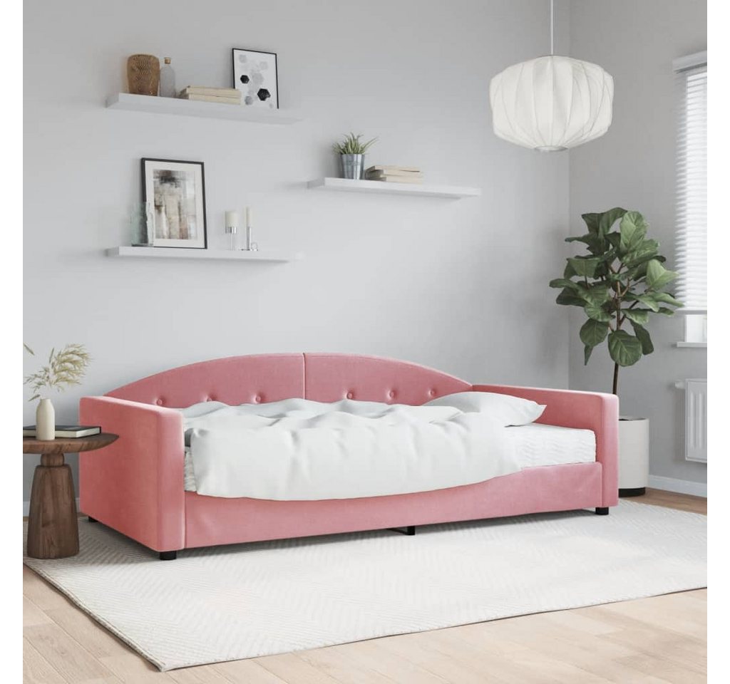 vidaXL Gästebett Gästebett Tagesbett mit Matratze Rosa 100x200 cm Samt Bett günstig online kaufen