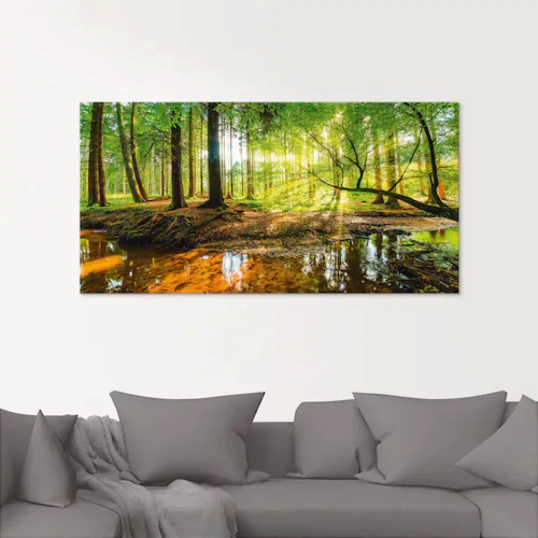 Artland Glasbild »Wald mit Bach«, Wald, (1 St.), in verschiedenen Größen günstig online kaufen