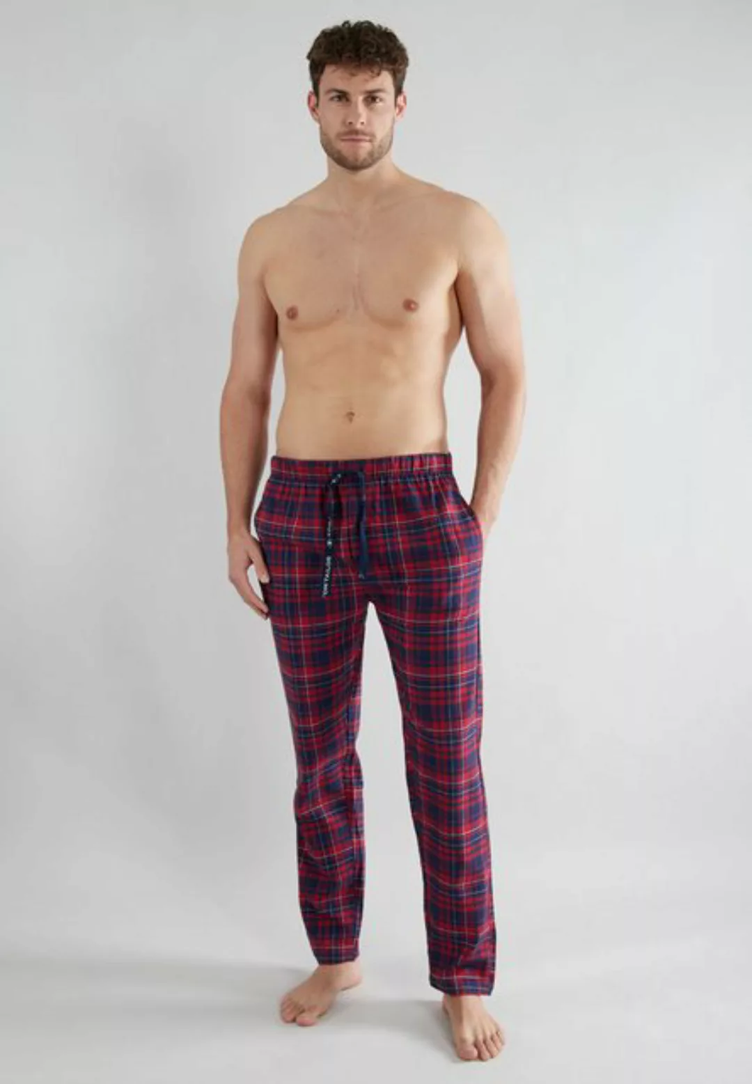 TOM TAILOR Pyjamahose mit Logo-Bindeband und Knopfleiste günstig online kaufen