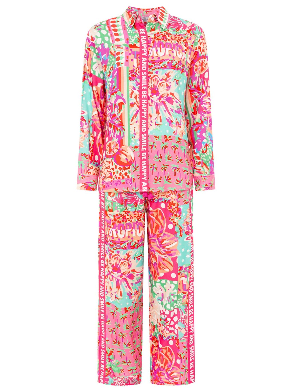 Zwillingsherz Shirtbluse ""Be Happy"", mit auffälligem Blumenprint günstig online kaufen