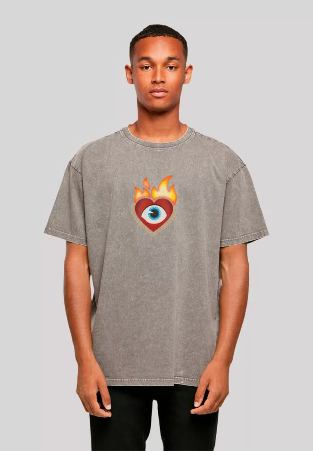 emoji couture T-Shirt Heart on flames eye and golden beads Premium Qualität günstig online kaufen