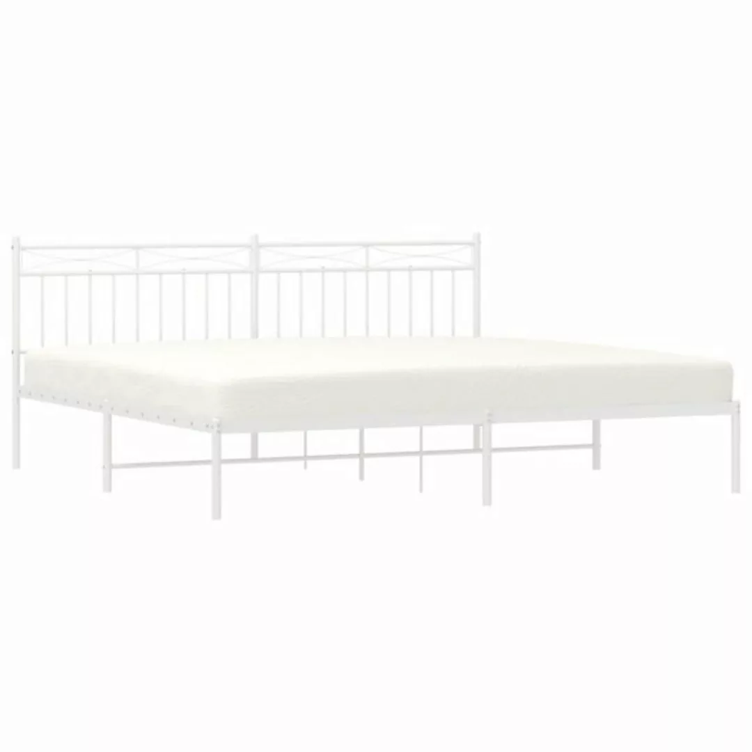 vidaXL Bett Bettgestell mit Kopfteil Metall Weiß 193x203 cm günstig online kaufen