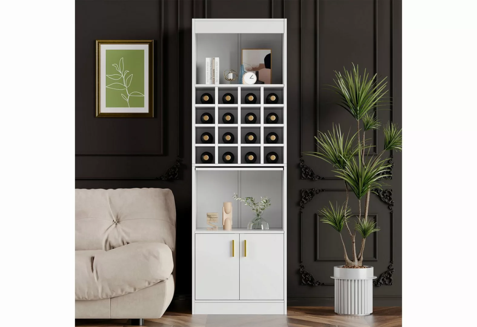 MODFU Vitrine Wohnzimmerregal, Eckschrank,Highboard (180cm hoch, 1-St., 16 günstig online kaufen