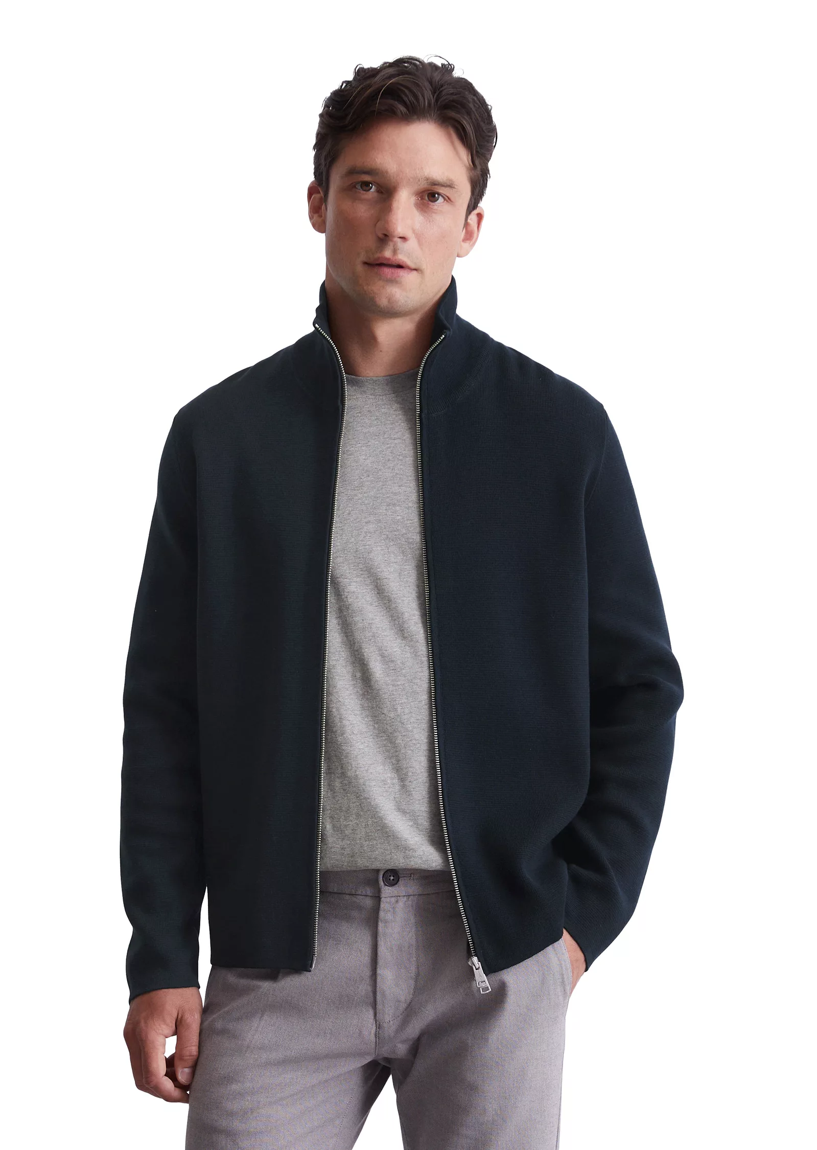 Marc OPolo Strickjacke "Zipped Trainer Jacket", mit 2-Wege-Reißverschluss, günstig online kaufen