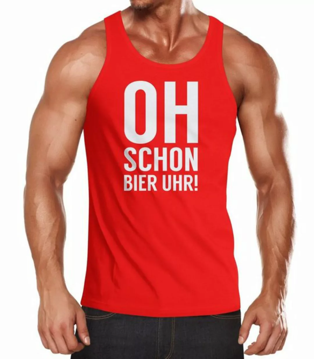 MoonWorks Tanktop Herren Tanktop Oh schon Bier Uhr mit Print günstig online kaufen