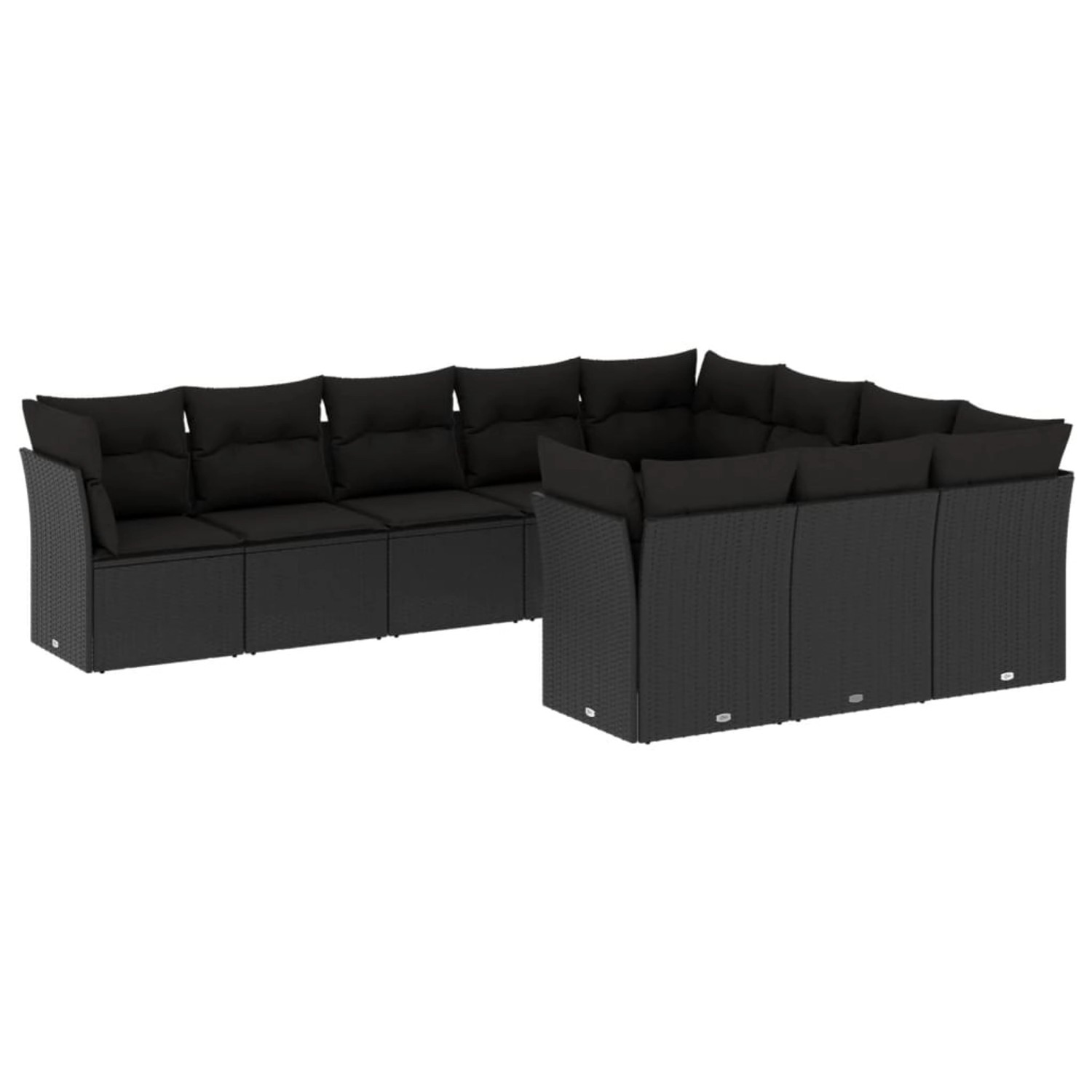 vidaXL 10-tlg Garten-Sofagarnitur mit Kissen Schwarz Poly Rattan Modell 6 günstig online kaufen