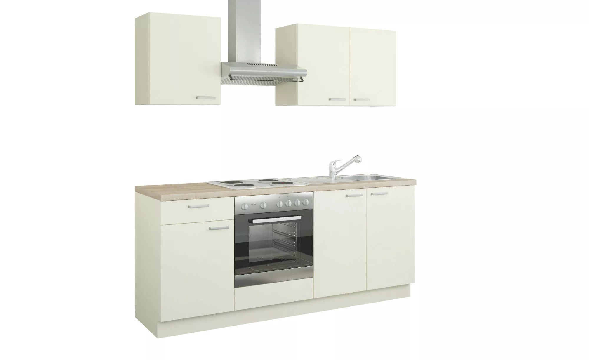 Küchenzeile mit Elektrogeräten - creme - 200 cm - Küchen > Küchenblöcke mit günstig online kaufen
