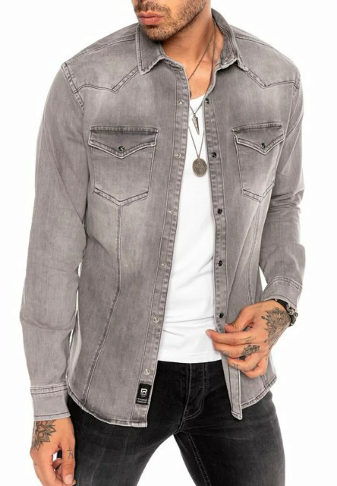 RedBridge Jeanshemd zeitloses Freizeithemd Premium Denim Vintage günstig online kaufen